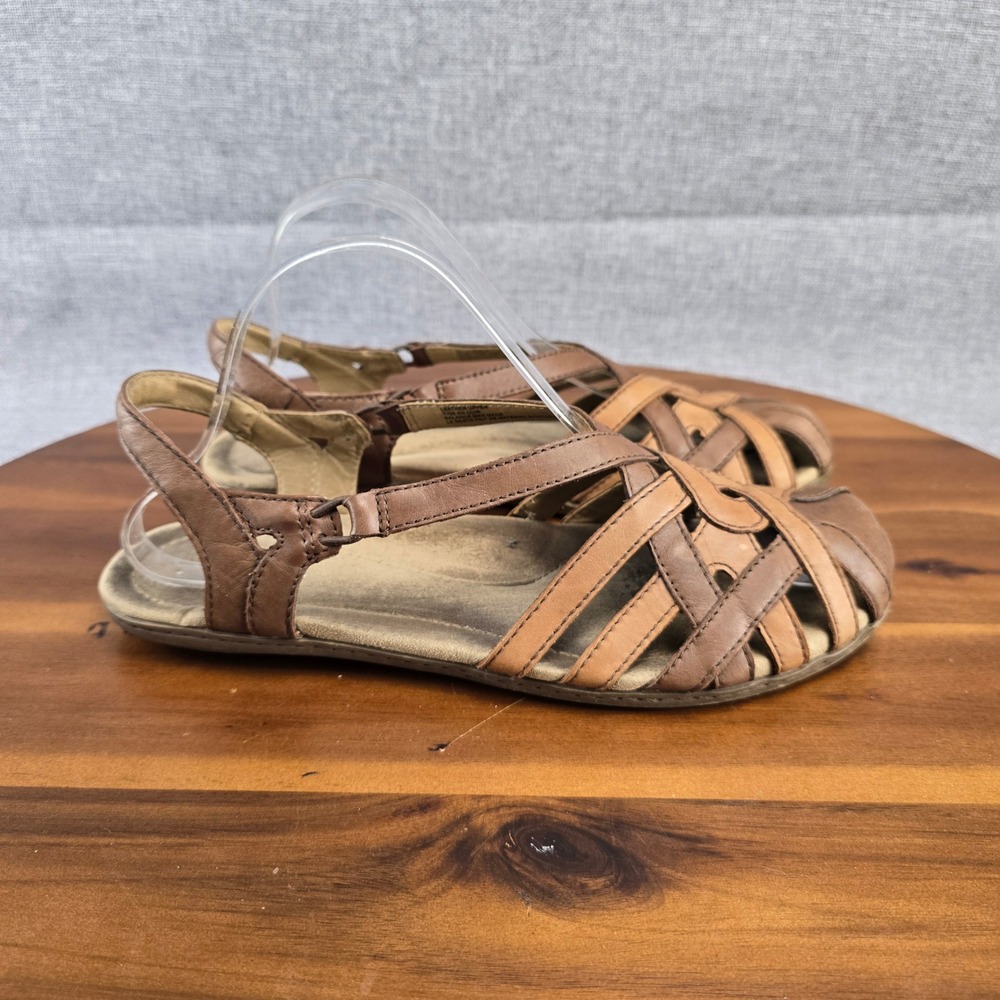 Belle Bride‎ Brown Woven Leather Slingback Sandals Comfort Shoes Women's SZ 9.5M